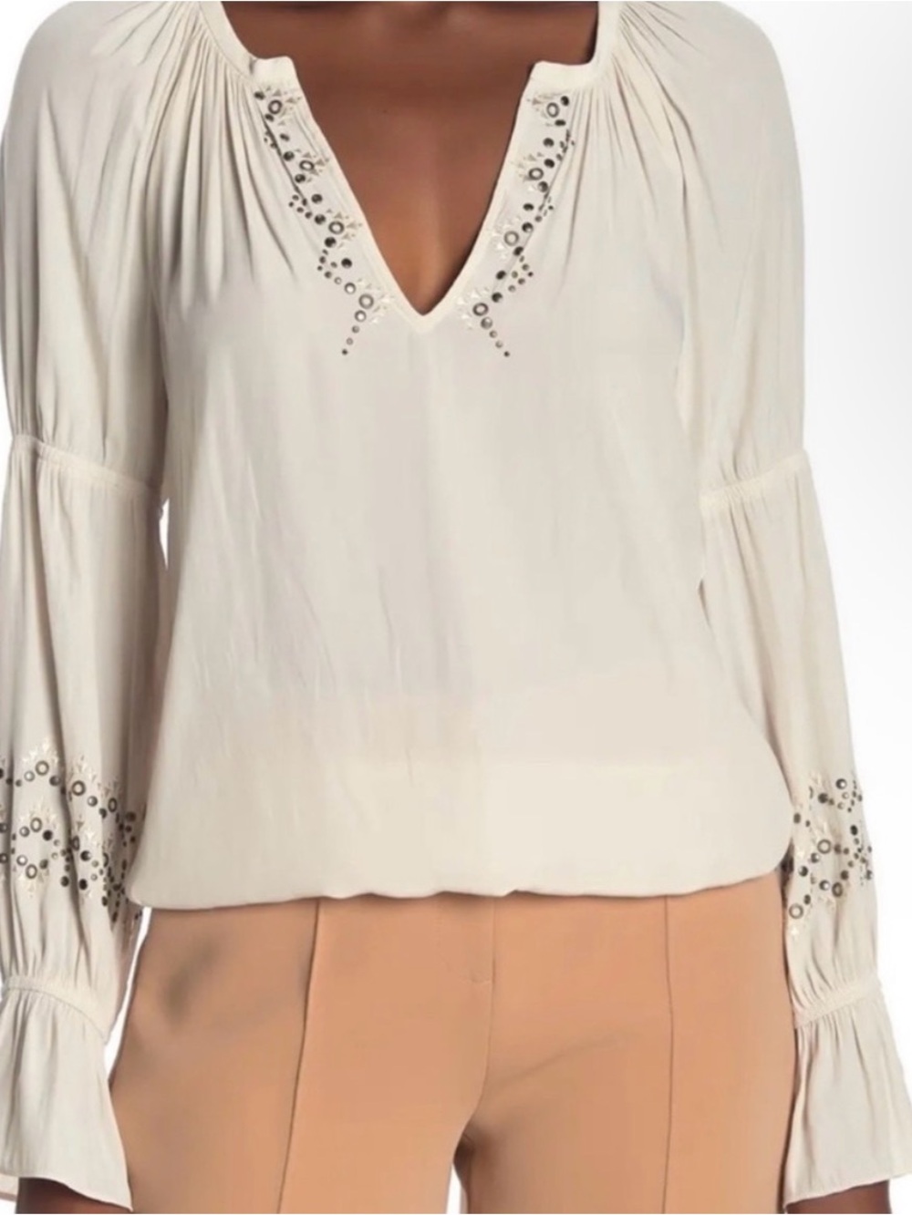 Ramy Brook Antonia Embellished Peasant Top